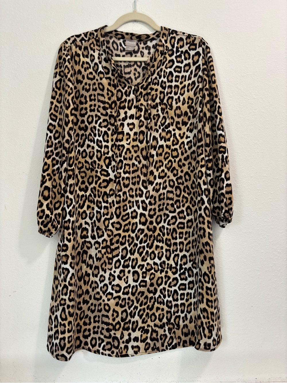 Chico's Long-Sleeve Leopard Print Tunic Dress - Brown & Black